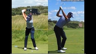 Justin Thomas golf swing  Long Iron faceon amp downtheline July 2017 [upl. by Noah]