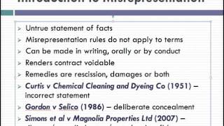 Misrepresentation Lecture 1 of 4 [upl. by Eilyak342]